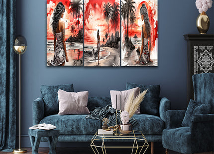 Woman Walking On Beach Painting Tranquil Seascape Artwork AOA13126 {x3}