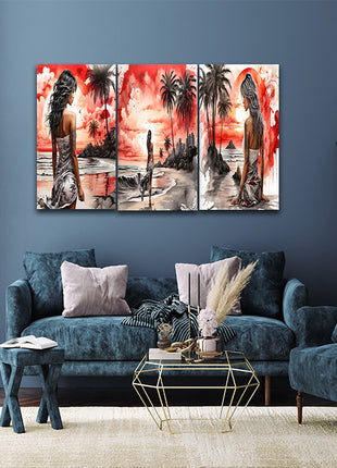 Woman Walking On Beach Painting Tranquil Seascape Artwork AOA13126 {x3}