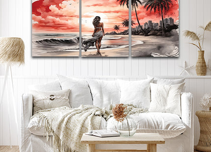 Women Walking On Beach Serene Moment AOA13130 {x3}