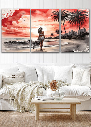 Women Walking On Beach Serene Moment AOA13130 {x3}