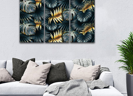 ELEGANT black and golden tropical leaves luxury exotic pattern AOA13195 {3x}