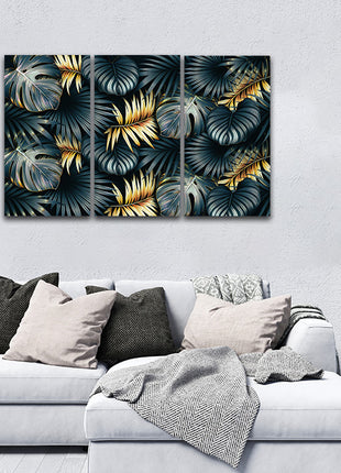 ELEGANT black and golden tropical leaves luxury exotic pattern AOA13195 {3x}