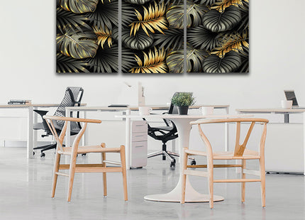 ELEGANT black and gold tropical leaves luxury exotic AOA13196 {3x}