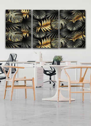 ELEGANT black and gold tropical leaves luxury exotic AOA13196 {3x}