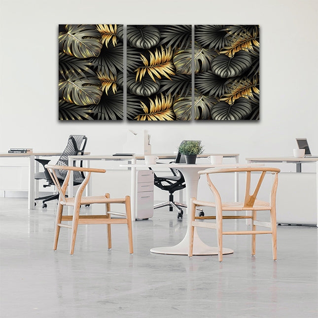 ELEGANT black and gold tropical leaves luxury exotic AOA13196 {3x}