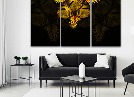 THE black and gold tropical leaves luxury exotic AOA13197 {3x}
