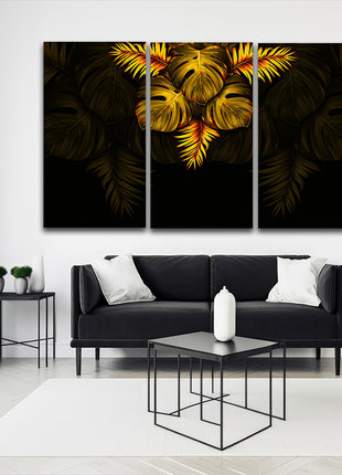THE black and gold tropical leaves luxury exotic AOA13197 {3x}