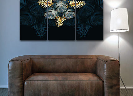 black and gold tropical leaves luxury exotic AOA13198 {3x}