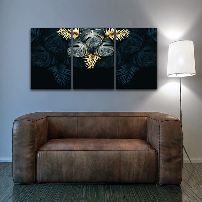 black and gold tropical leaves luxury exotic AOA13198 {3x}