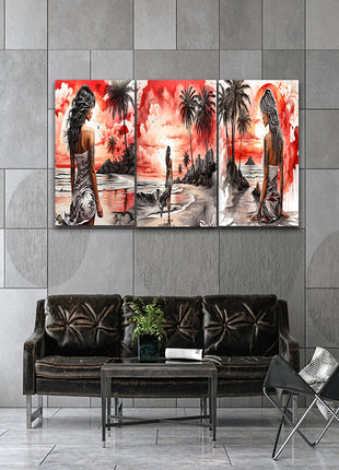 Woman Walking On Beach Painting Tranquil Seascape Artwork AOA13126 {x3}