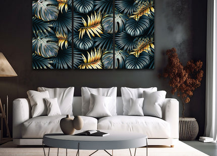 ELEGANT black and golden tropical leaves luxury exotic pattern AOA13195 {3x}