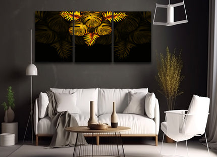 THE black and gold tropical leaves luxury exotic AOA13197 {3x}