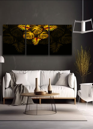 THE black and gold tropical leaves luxury exotic AOA13197 {3x}