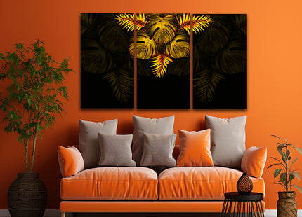 THE black and gold tropical leaves luxury exotic AOA13197 {3x}