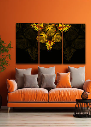 THE black and gold tropical leaves luxury exotic AOA13197 {3x}