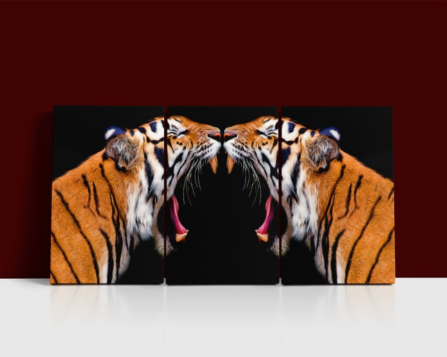 sumatran tiger roaring powerhouse Arted in dramatic hyperreal detail AOA14298 {x3}