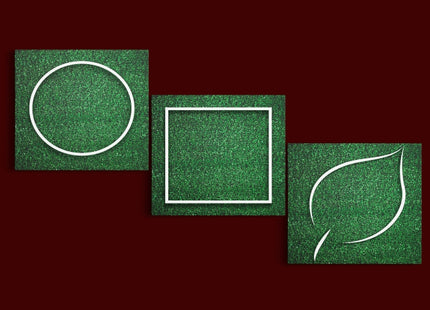 rectangle square white frame edge on green grass  AOA14318 {x3}