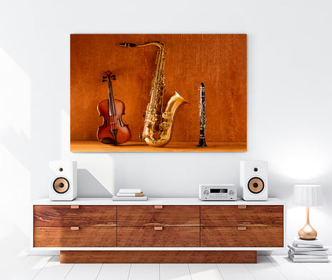 Classic Music Sax Tenor Saxophone Violin & Clarinet Vintage AOAY1358.