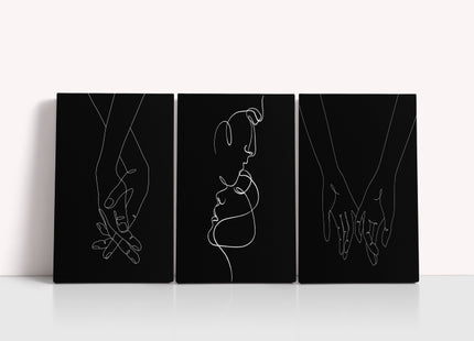 One line minimalistic style of A Couple Man & Woman holding hands AOA14299 {x3}