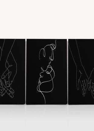 One line minimalistic style of A Couple Man & Woman holding hands AOA14299 {x3}