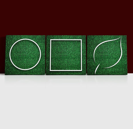 rectangle square white frame edge on green grass  AOA14318 {x3}