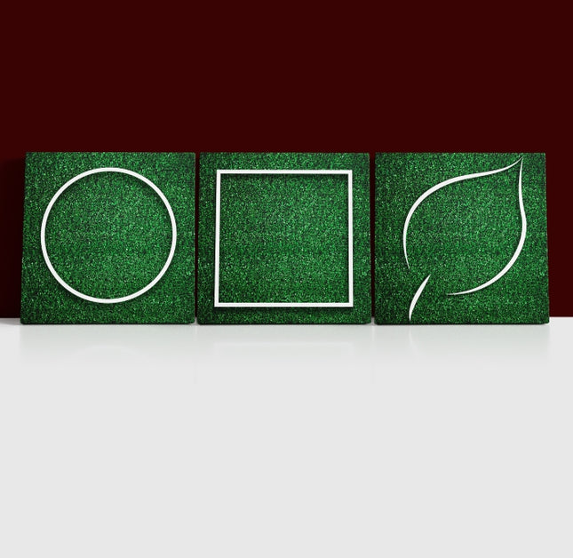 rectangle square white frame edge on green grass  AOA14318 {x3}