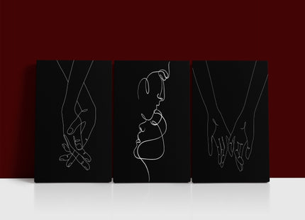 One line minimalistic style of A Couple Man & Woman holding hands AOA14299 {x3}
