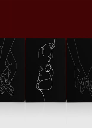 One line minimalistic style of A Couple Man & Woman holding hands AOA14299 {x3}