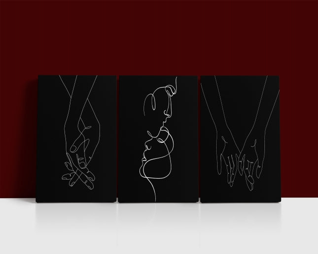 One line minimalistic style of A Couple Man & Woman holding hands AOA14299 {x3}