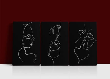 A One line faces, couple man & woman Hug minimalistic style AOA14300 {x3}