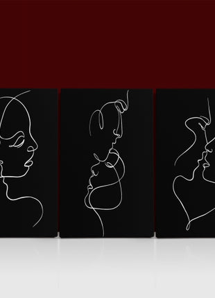 A One line faces, couple man & woman Hug minimalistic style AOA14300 {x3}
