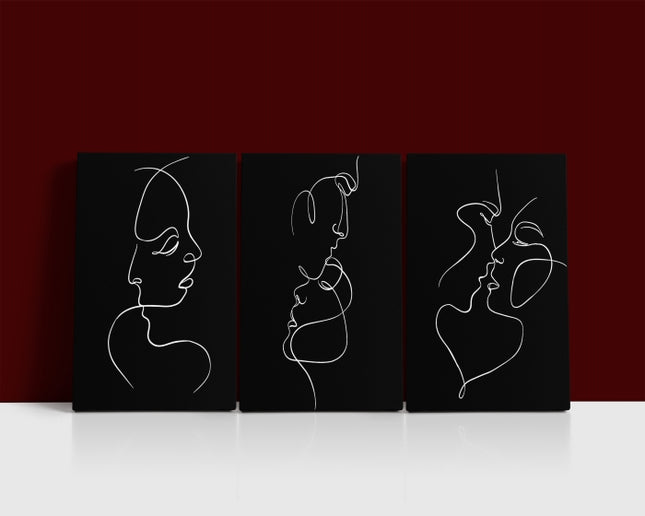 A One line faces, couple man & woman Hug minimalistic style AOA14300 {x3}