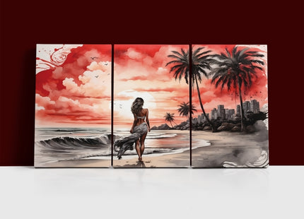 Women Walking On Beach Serene Moment AOA13130 {x3}