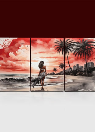 Women Walking On Beach Serene Moment AOA13130 {x3}
