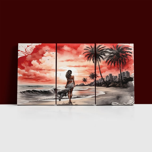 Women Walking On Beach Serene Moment AOA13130 {x3}