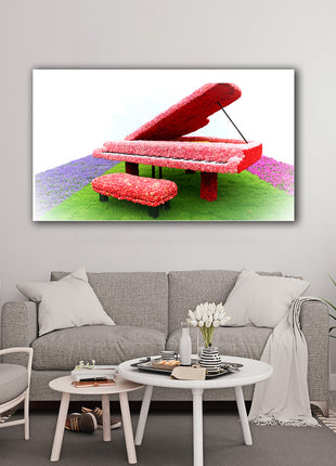 Piano With Flower Decoration On Grass AOAY6546