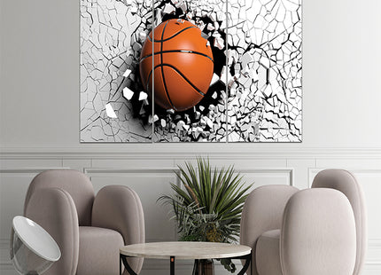 Basketball breaking forcibly through a black wall AOA13075 {x3}