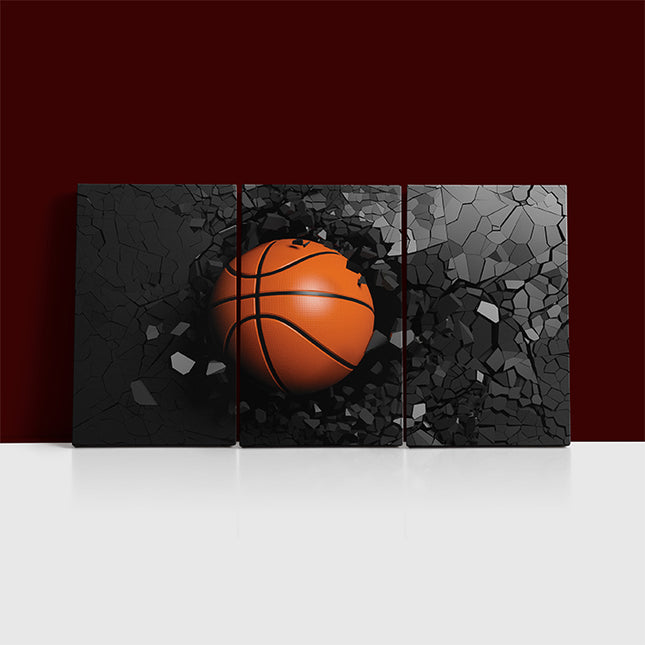 Basketball breaking forcibly through a black wall AOA13074 {x3}