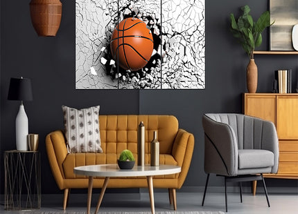 Basketball breaking forcibly through a black wall AOA13075 {x3}