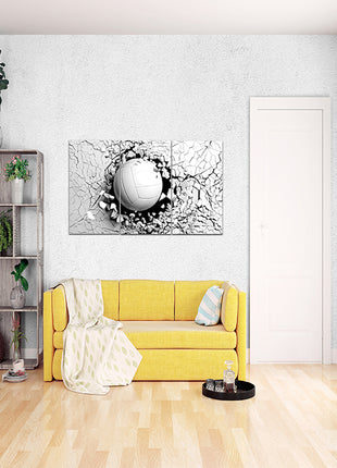 Volleyball ball breaking forcibly through a white wall AOA13077 {x3}