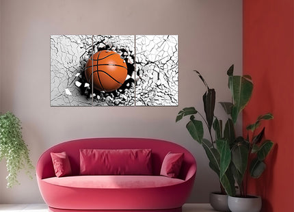 Basketball breaking forcibly through a black wall AOA13075 {x3}