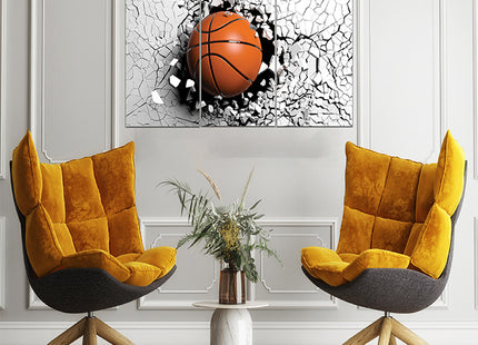 Basketball breaking forcibly through a black wall AOA13075 {x3}