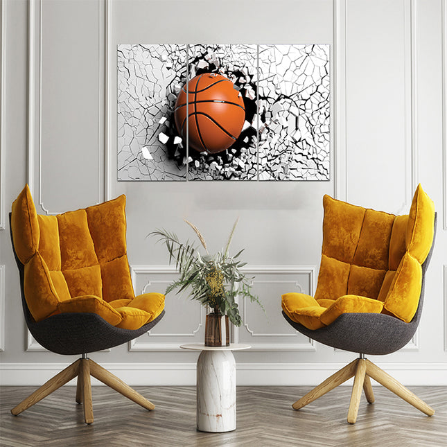 Basketball breaking forcibly through a black wall AOA13075 {x3}