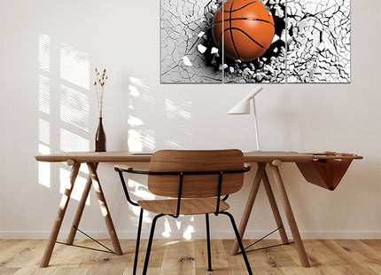 Basketball breaking forcibly through a black wall AOA13075 {x3}