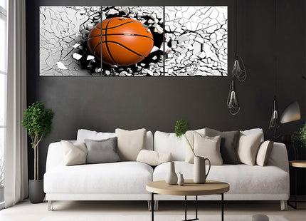 Basketball breaking forcibly through a black wall AOA13075 {x3}