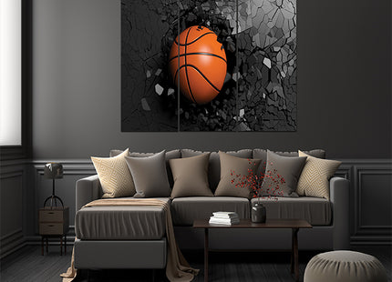 Basketball breaking forcibly through a black wall AOA13074 {x3}