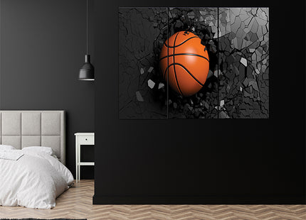 Basketball breaking forcibly through a black wall AOA13074 {x3}