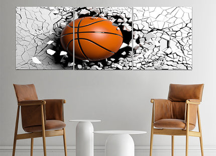 Basketball breaking forcibly through a black wall AOA13075 {x3}
