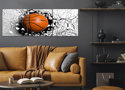 Basketball breaking forcibly through a black wall AOA13075 {x3}