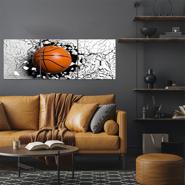 Basketball breaking forcibly through a black wall AOA13075 {x3}